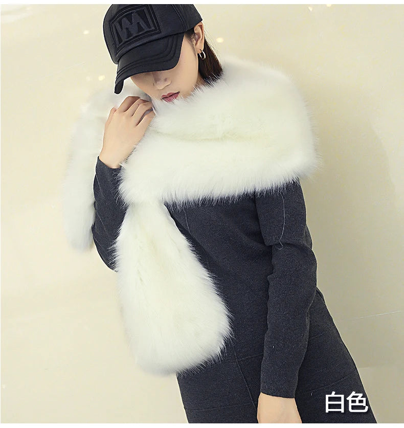 Faux Fox Fur Women Wraps Long Plush Tippet for Woman Luxury Scarf Cloak Party Dress Fluffy Fur Shawl Large Poncho Bride